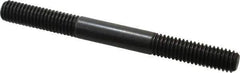 Jergens - 3/8-16 4" OAL Equal Double Threaded Stud - Alloy Steel, Black Oxide Finish, 1-1/4" Equal Thread Length - Top Tool & Supply