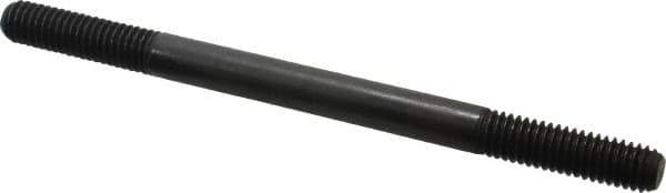 Jergens - 3/8-16 5-1/2" OAL Equal Double Threaded Stud - Alloy Steel, Black Oxide Finish, 1-1/4" Equal Thread Length - Top Tool & Supply