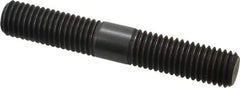 Jergens - 5/8-11 4" OAL Equal Double Threaded Stud - Alloy Steel, Black Oxide Finish, 1-9/16" Equal Thread Length - Top Tool & Supply