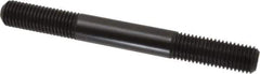 Jergens - 3/4-10 7" OAL Equal Double Threaded Stud - Alloy Steel, Black Oxide Finish, 2" Equal Thread Length - Top Tool & Supply