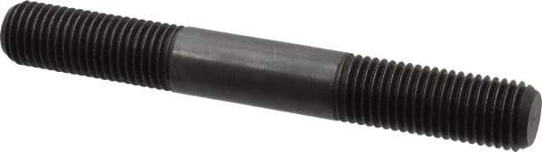 Jergens - 1-8 8" OAL Equal Double Threaded Stud - Alloy Steel, Black Oxide Finish, 2-1/2" Equal Thread Length - Top Tool & Supply