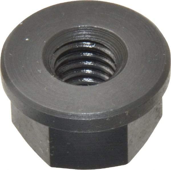 Jergens - 3/8-16, 7/8" Flange Diam, 1/2" High, 11/16" Across Flats, Flange Nut - Grade Low Carbon Steel Steel, Black Oxide Finish, 1/8" Flange Height, TCMA - Top Tool & Supply