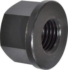 Jergens - 1-8, 2" Flange Diam, 1-1/4" High, 1-5/8" Across Flats, Flange Nut - Grade Low Carbon Steel Steel, Black Oxide Finish, 1/4" Flange Height, TCMA - Top Tool & Supply