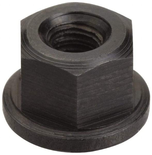 Jergens - 3/4-10 Steel Black Oxide Spherical Flange Nut - 3/4" High, 1-5/8" Diam x 1/4" High Flange, 2-1/2" Radius - Top Tool & Supply