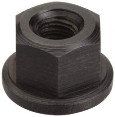 Jergens - 3/4-10 Steel Black Oxide Spherical Flange Nut - 3/4" High, 1-5/8" Diam x 1/4" High Flange, 2-1/2" Radius - Top Tool & Supply