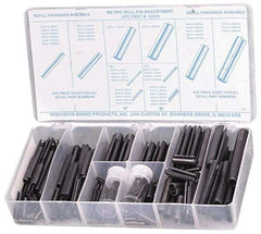 Precision Brand - 287 Piece, 1.5 to 10mm Pin Diam, Spring Pin Assortment - 1.5 to 80mm Long, Steel - Top Tool & Supply