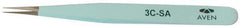 Aven - 4-1/4" OAL 3C-SA Color Coded Precision Tweezers - Stainless Steel, 3C-SA Pattern - Top Tool & Supply