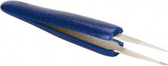 Aven - 4-3/4" OAL 2A-SA Ergonomic Cushion Grip Tweezers - Straight, Flat Tips - Top Tool & Supply