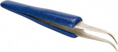 Aven - 4-1/2" OAL 7-SA Ergonomic Cushion Grip Tweezers - Curved, Super-Fine, Pointed Tips - Top Tool & Supply