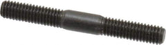 Jergens - M6x1.0 50mm OAL Equal Double Threaded Stud - Alloy Steel, Black Oxide Finish, 17mm Equal Thread Length, Metric - Top Tool & Supply