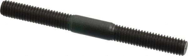 Jergens - M6x1.0 65mm OAL Equal Double Threaded Stud - Alloy Steel, Black Oxide Finish, 24mm Equal Thread Length, Metric - Top Tool & Supply