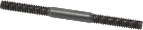 Jergens - M6x1.0 80mm OAL Equal Double Threaded Stud - Alloy Steel, Black Oxide Finish, 27mm Equal Thread Length, Metric - Top Tool & Supply