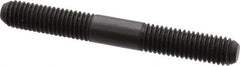 Jergens - M8x1.25 65mm OAL Equal Double Threaded Stud - Alloy Steel, Black Oxide Finish, 24mm Equal Thread Length, Metric - Top Tool & Supply