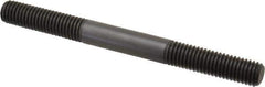 Jergens - M10x1.50 110mm OAL Equal Double Threaded Stud - Alloy Steel, Black Oxide Finish, 35mm Equal Thread Length, Metric - Top Tool & Supply