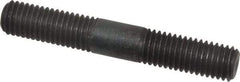 Jergens - M12x1.75 80mm OAL Equal Double Threaded Stud - Alloy Steel, Black Oxide Finish, 30mm Equal Thread Length, Metric - Top Tool & Supply