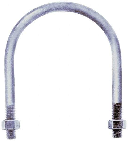 Gibraltar - 5/16-18 UNC, 2-11/16" Long, Round U Bolt Clamp with No Mount Plate for 1-1/4" Pipe - 1-1/8" Thread Length, 1-3/4" Wide, Grade C-1010 Steel - Top Tool & Supply