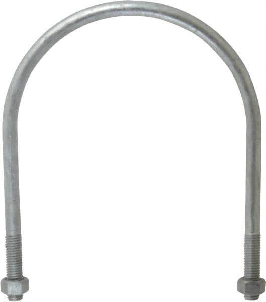 Gibraltar - 1/2-13 UNC, 8-3/8" Long, Round U Bolt Clamp with No Mount Plate for 6" Pipe - 2" Thread Length, 6-3/4" Wide, Grade C-1010 Steel - Top Tool & Supply