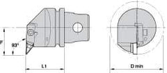 Kennametal - Left Hand Cut, Size KM32, V.. Insert Compatiblity, Internal Modular Turning & Profiling Cutting Unit Head - 27mm Ctr to Cutting Edge, 35mm Head Length, Through Coolant, Series Top Notch - Top Tool & Supply