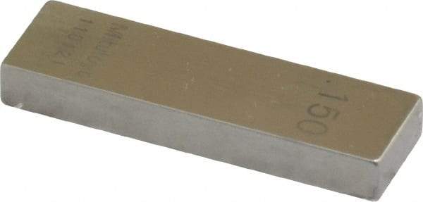 Mitutoyo - 0.15" Rectangular Steel Gage Block - Accuracy Grade 0, Includes Certificate of Inspection - Top Tool & Supply