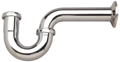 Federal Process - 1-1/2 Outside Diameter, 17 Gauge, P Trap with Wall Pipe - Chrome Coated, Brass - Top Tool & Supply