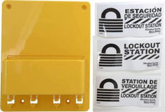 Master Lock - 1 Piece, Empty Polycarbonate Tag and Padlock / Hasp Station - 7-3/4 Inch Wide x 9-3/4 Inch High x 2-7/8 Inch Deep, Yellow - Top Tool & Supply