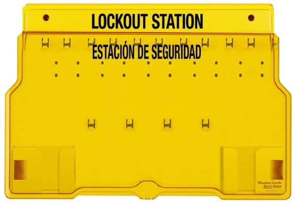 Master Lock - 1 Piece, Empty Polycarbonate Padlock Station - 22 Inch Wide x 15-1/2 Inch High x 1-3/4 Inch Deep, Yellow, Covered - Top Tool & Supply