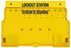 Master Lock - 1 Piece, Empty Polycarbonate Padlock Station - 22 Inch Wide x 15-1/2 Inch High x 1-3/4 Inch Deep, Yellow, Covered - Top Tool & Supply