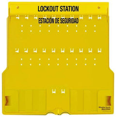 Master Lock - 1 Piece, Empty Polycarbonate Padlock Station - 22 Inch Wide x 22 Inch High x 1-3/4 Inch Deep, Yellow, Covered - Top Tool & Supply