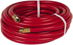 PRO-SOURCE - 1/2" ID x 3/4" OD 50' Long Multipurpose Air Hose - MNPT x MNPT Ends, 300 Working psi, 23 to 150°F, 1/2" Fitting, Red - Top Tool & Supply