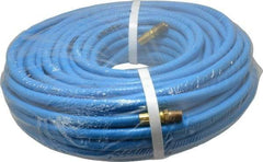 PRO-SOURCE - 1/4" ID x 15/32" OD 100' Long Multipurpose Air Hose - MNPT x MNPT Ends, 300 Working psi, 23 to 150°F, 1/4" Fitting, Blue - Top Tool & Supply