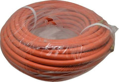 PRO-SOURCE - 3/8" ID x 19/32" OD 100' Long Multipurpose Air Hose - MNPT x MNPT Ends, 300 Working psi, 23 to 150°F, 1/4" Fitting, Orange - Top Tool & Supply