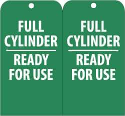 NMC - 3" High x 6" Long, FULL CYLINDER-READY FOR USE, English Safety & Facility Accident Prevention Tag - Tag Header: Notice, 2 Sides, Green & White Unrippable Vinyl - Top Tool & Supply