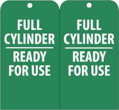 NMC - 3" High x 6" Long, FULL CYLINDER-READY FOR USE, English Safety & Facility Accident Prevention Tag - Tag Header: Notice, 2 Sides, Green & White Unrippable Vinyl - Top Tool & Supply