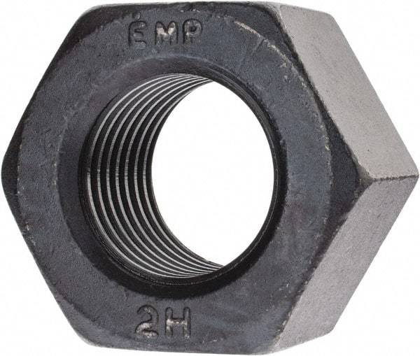 Value Collection - 2-8 UN Steel Right Hand Heavy Hex Nut - 3-1/8" Across Flats, 1-31/32" High, Uncoated, 2B Class of Fit - Top Tool & Supply