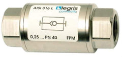 Legris - 1/8" Stainless Steel Check Valve - Unidirectional, FNPT x FNPT, 580 WOG - Top Tool & Supply