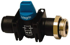 Legris - 1/4" Pipe, Standard Port, Composite Miniature Ball Valve - 1 Piece, Inline - Two Way Flow, MBSPP x Push-to-Connect Ends, Short Handle, 150 WOG - Top Tool & Supply