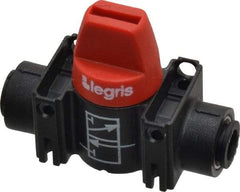 Legris - 1/4" Pipe, Standard Port, Composite Miniature Ball Valve - 1 Piece, Inline - Two Way Flow, Push-to-Connect x Push-to-Connect Ends, Short Handle, 150 WOG - Top Tool & Supply