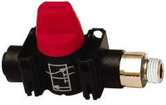 Legris - 3/8" Pipe, Standard Port, Composite Miniature Ball Valve - 1 Piece, Inline - Two Way Flow, MNPT x Push-to-Connect Ends, Short Handle, 150 WOG - Top Tool & Supply