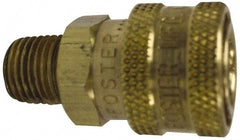 Value Collection - 3/8 Male x Female NPT Pneumatic Hose Quick Connect Socket - Brass, 1-1/8" Body Diam, 3/8" Hose ID - Top Tool & Supply