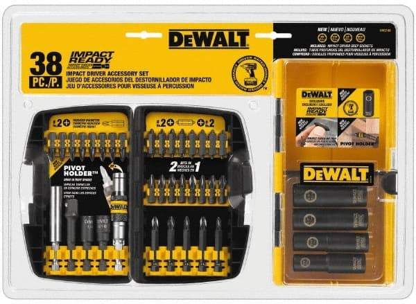 DeWALT - 38 Piece, Impact Ready Accessory Set - 1/4" Hex Shank, 3/8" Sockets Drive - Top Tool & Supply