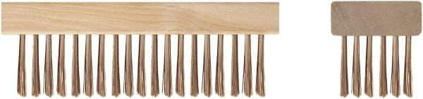 Ampco - 19 Rows x 6 Columns Bronze Scratch Brush - 7-1/4" OAL, 1-3/4" Trim Length, Wood Straight Handle - Top Tool & Supply