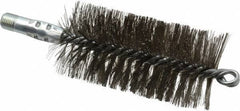 Schaefer Brush - 4-1/2" Brush Length, 2-1/4" Diam, Double Stem, Double Spiral Tube Brush - 7-1/4" Long, Stainless Steel, 1/4" NPSM Male Connection - Top Tool & Supply