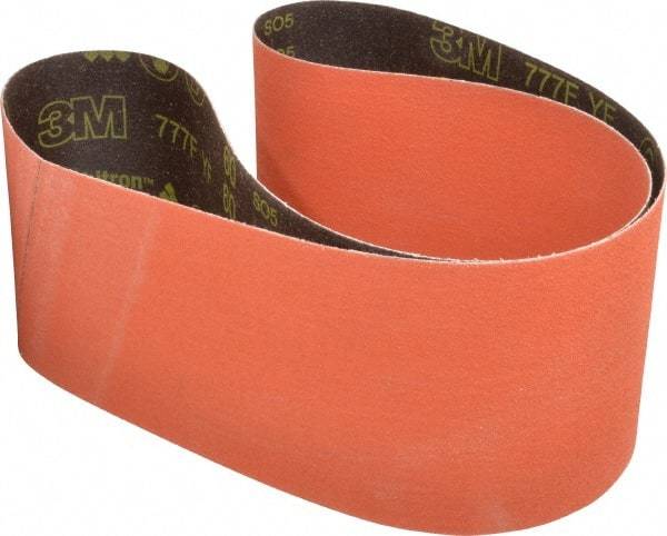 3M - 6" Wide x 60" OAL, 60 Grit, Ceramic Abrasive Belt - Ceramic, Medium, Coated, YF Weighted Cloth Backing, Wet/Dry, Series 777F - Top Tool & Supply