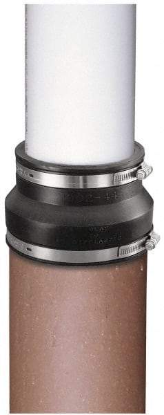 Made in USA - 8" PVC Flexible Pipe Coupling with Clamp - 6" Long, Pipe x Pipe, Stainless Steel Clamp - Top Tool & Supply