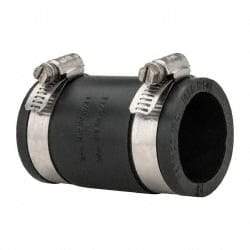 Made in USA - 1-1/4" PVC Flexible Pipe Coupling with Clamp - 3-1/2" Long, Pipe x Pipe, Stainless Steel Clamp - Top Tool & Supply