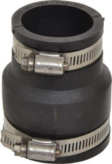 Made in USA - 2 x 1-1/2" PVC Flexible Pipe Coupling with Clamp - 3-1/2" Long, Pipe x Pipe, Stainless Steel Clamp - Top Tool & Supply