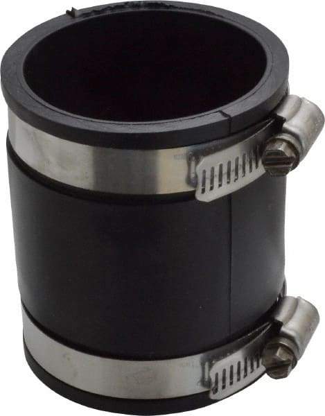 Made in USA - 2" PVC Flexible Pipe Coupling with Clamp - 3-1/2" Long, Pipe x Pipe, Stainless Steel Clamp - Top Tool & Supply