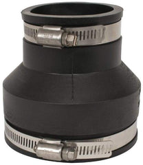 Made in USA - 3 x 2" PVC Flexible Pipe Coupling with Clamp - 4" Long, Pipe x Pipe, Stainless Steel Clamp - Top Tool & Supply