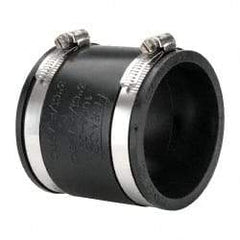 Made in USA - 3" PVC Flexible Pipe Coupling with Clamp - 4" Long, Pipe x Pipe, Stainless Steel Clamp - Top Tool & Supply