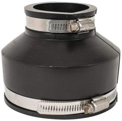 Made in USA - 4 x 2" PVC Flexible Pipe Coupling with Clamp - 4" Long, Pipe x Pipe, Stainless Steel Clamp - Top Tool & Supply